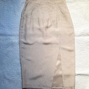 Vintage Silk Pencil Skirt with Front Slit